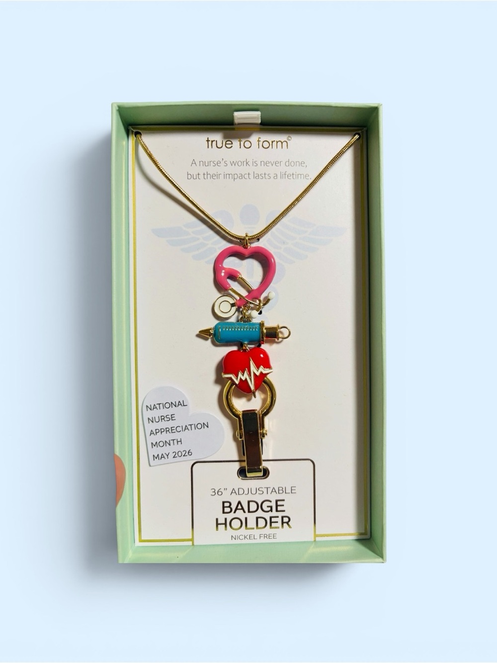 True to Form Pink & Red Nurse Badge Holder Necklace